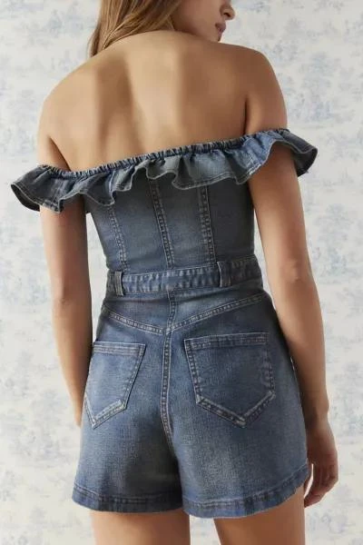 Kimchi Blue Jeena Denim Off-The-Shoulder Romper 商品