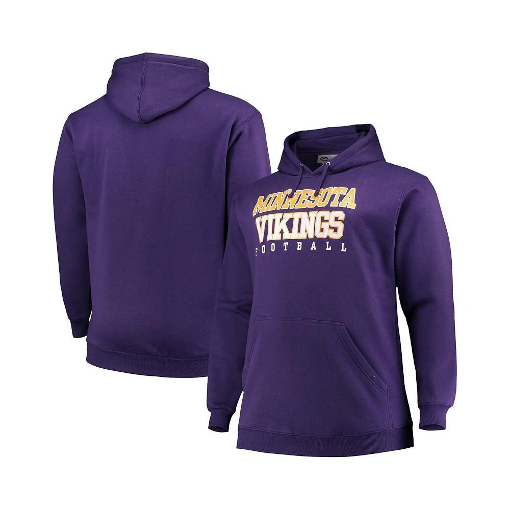 商品Majestic|Men's Purple Minnesota Vikings Big and Tall Stacked Pullover Hoodie,价格¥432,第1张图片