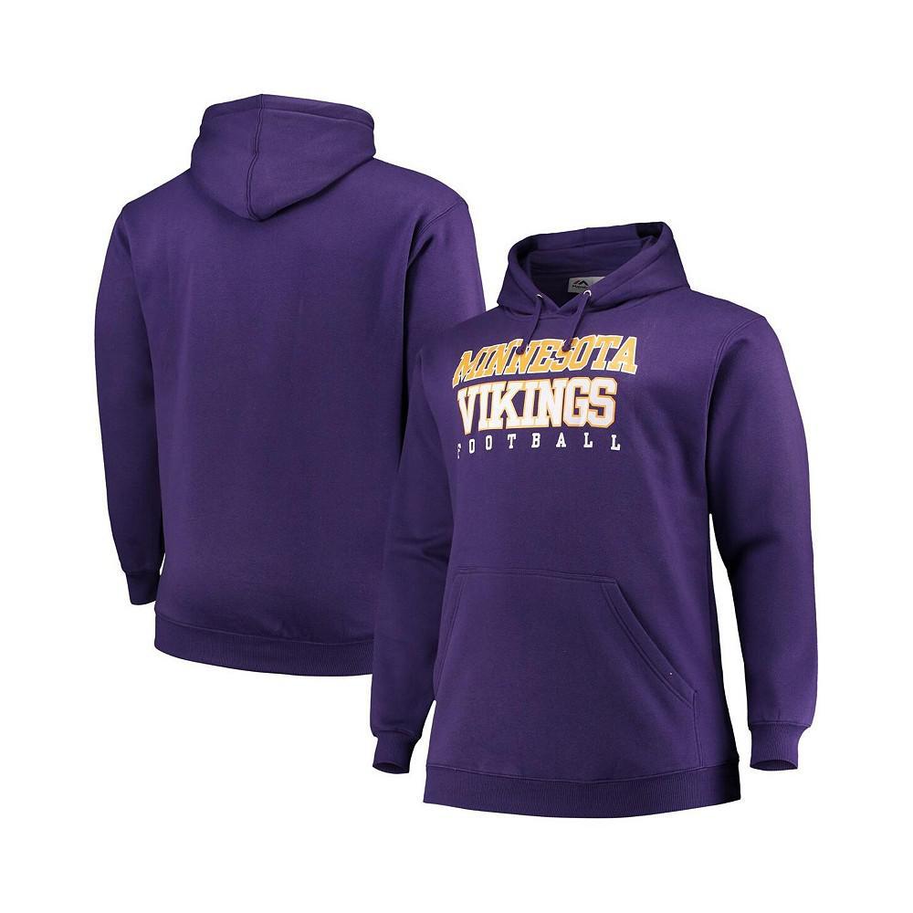 商品Majestic|Men's Purple Minnesota Vikings Big and Tall Stacked Pullover Hoodie,价格¥383,第1张图片