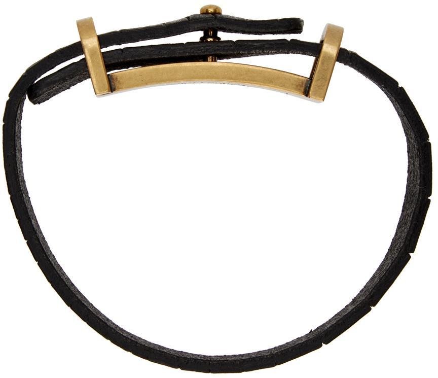 商品Yves Saint Laurent|Black Croc Belt Bracelet,价格¥2871,第4张图片详细描述