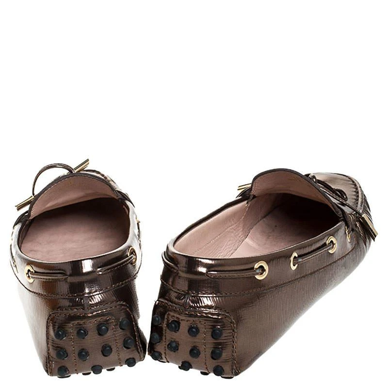 商品[二手商品] Tod's|Tod's Metallic Leather Bow Slip On Loafers Size 38,价格¥1756,�第5张图片详细描述
