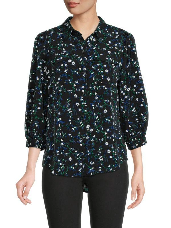 商品Karl Lagerfeld Paris|Balloon Sleeve Floral Print Shirt,价格¥158,第1张图片