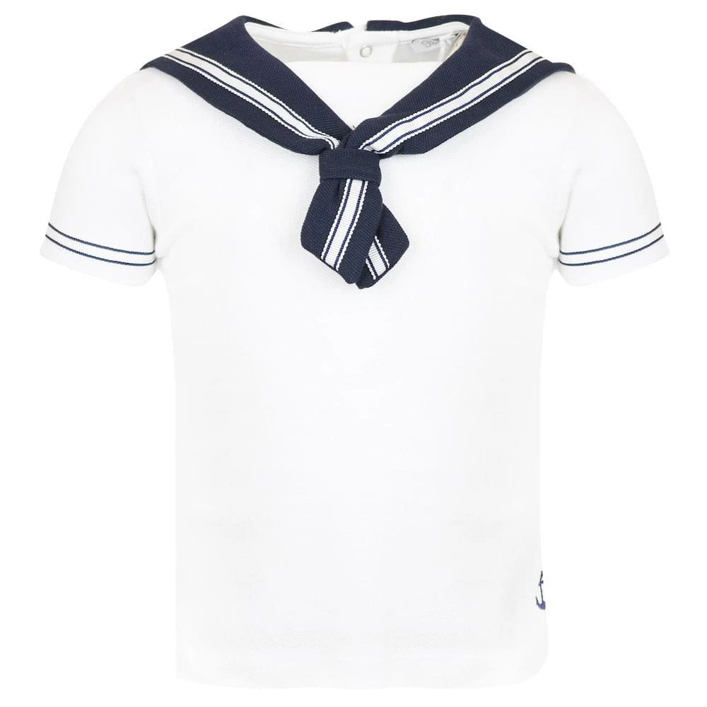 商品Patachou|White & Navy T Shirt & Shorts Sailor Set,价格¥159,第3张图片详细描述