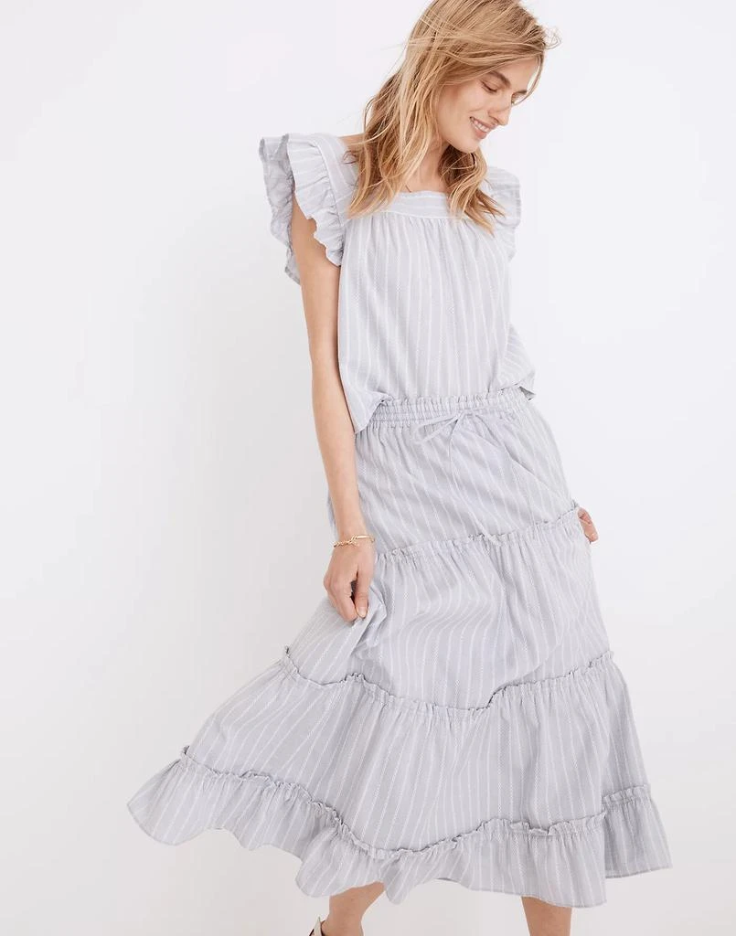 商品Madewell|Striped Flutter-Sleeve Cross-Back Top,价格¥199,第1张图片