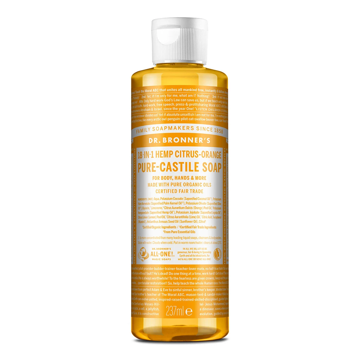 商品Dr. Bronner's|Dr Bronner's 布朗博士 有机柑橘精油8合1液体皂/洗手液/洁颜露 236ml,价格¥101,第1张图片