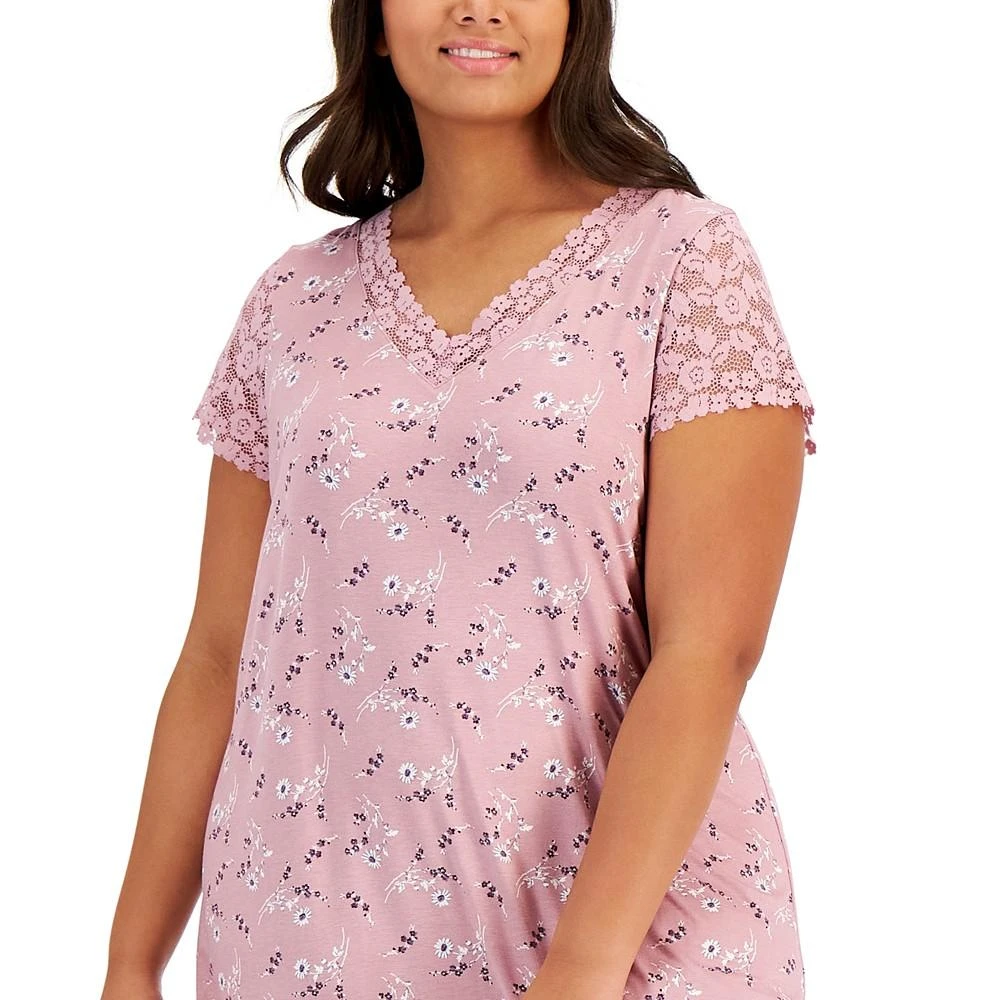商品Charter Club|Plus Size Lace-Trim Floral Chemise, Created for Macy's,价格¥166,第3张图片详细描述