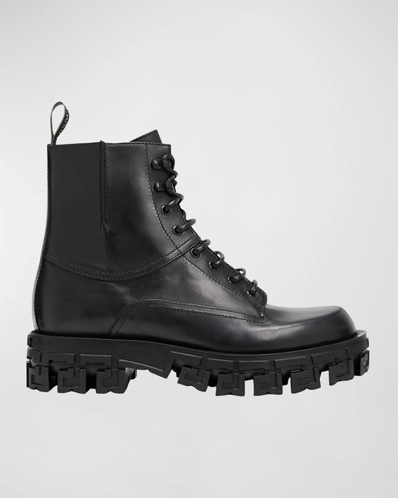 商品Versace|Men's Greca-Sole Leather Combat Boots,价格¥8914,第1张图片