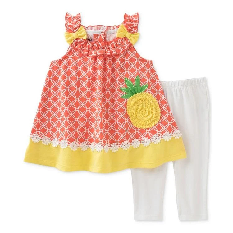 商品KIDS HEADQUARTERS|2-Pc. Pineapple Tunic & Capri Leggings Set, Baby Girls (0-24 months),价格¥57,第1张图片