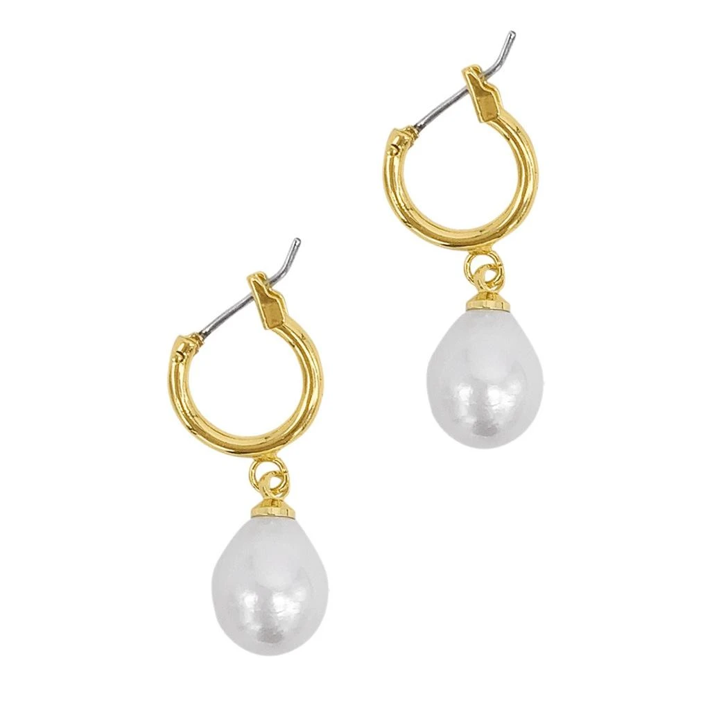 商品ADORNIA|Pearl Huggie Drop Earrings gold,价格¥453,第1张图片