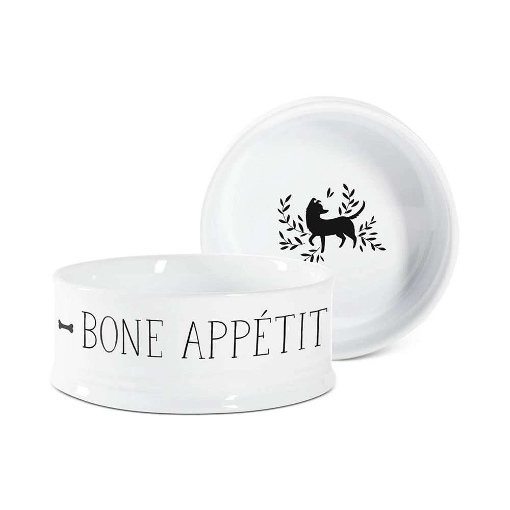 商品Fringe Studio|Fringe Medium Stoneware Bone Appetit Pet Bowl,价格¥34,第1张图片