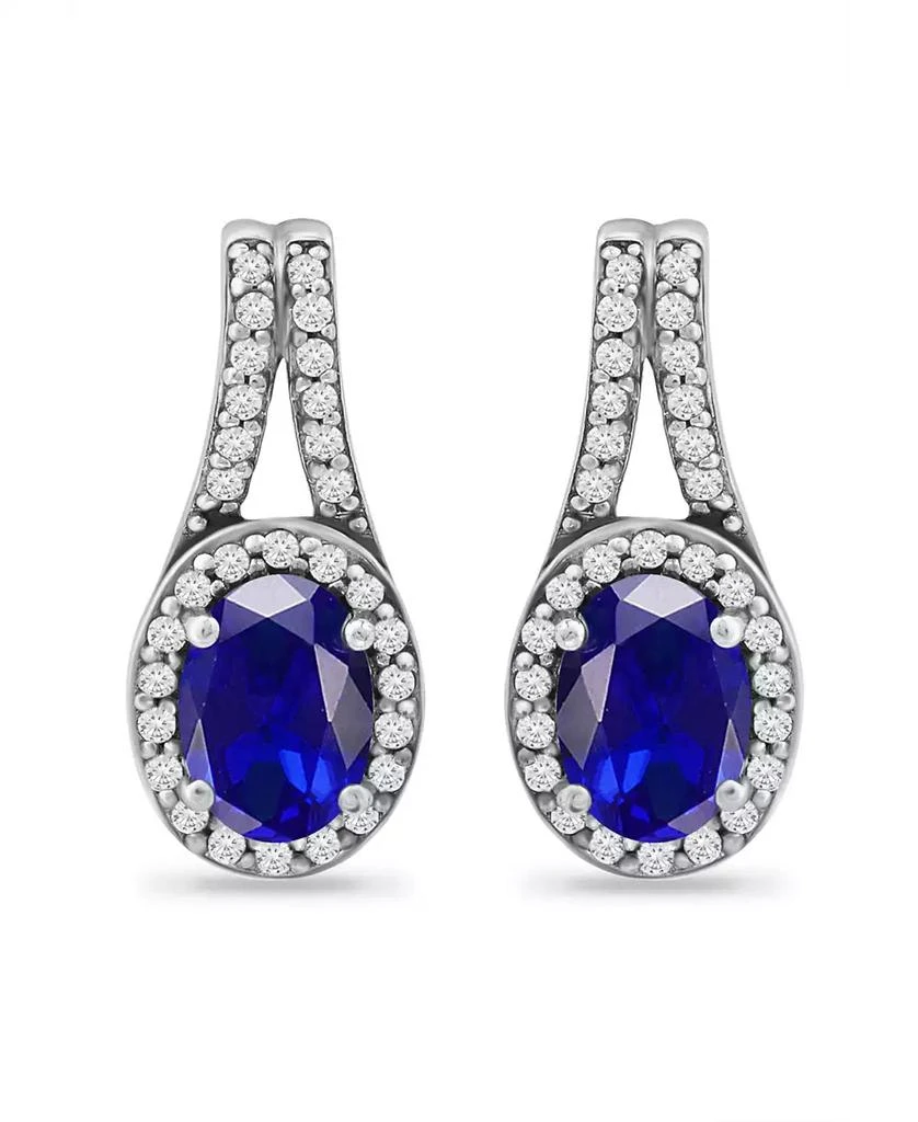 商品Giani Bernini|Simulated Blue Sapphire and Cubic Zirconia Halo Earrings,价格¥150,第1张图片