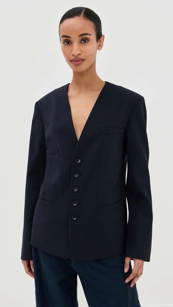 Tropical Wool Collarless Blazer 商品