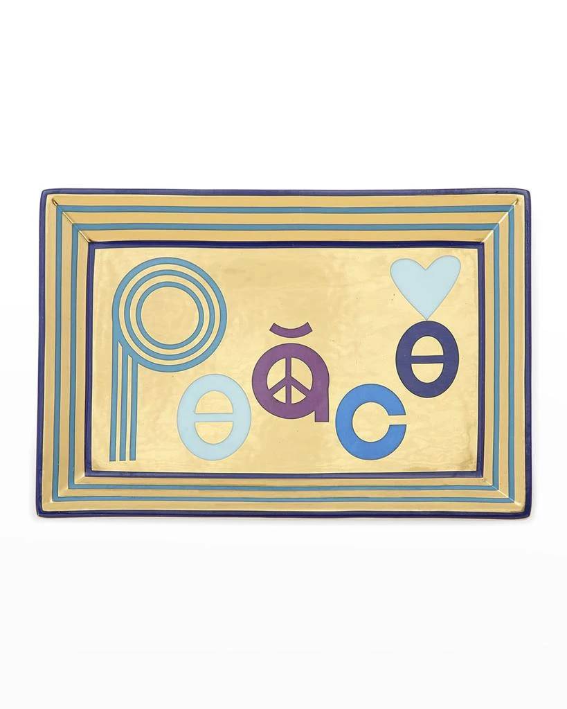 商品Jonathan Adler|Peace Rectangle Tray, Blue/Gold,价格¥325,第1张图片