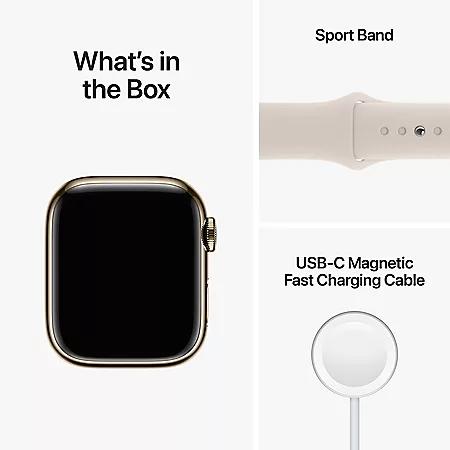Apple Watch Series 8 GPS + Cellular 41mm Stainless Steel Case with Sport Band (Choose Color and Band Size)商品第9张图片规格展示