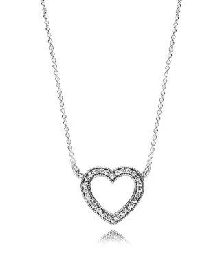 商品PANDORA|Sterling Silver & Cubic Zirconia Loving Heart Necklace, 14.5",价格¥561,第1张图片