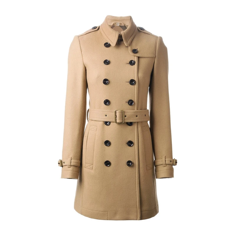 商品[国内直发] Burberry|BURBERRY 女士浅棕色中长款双排扣风衣 3899045,价格¥6609,第1张图片