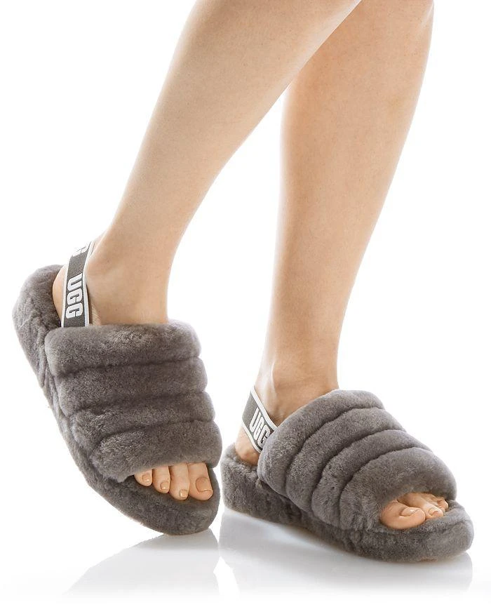 商品UGG|Women's Fluff Yeah Shearling Slingback Slippers,价格¥527,第3张图片详细描述