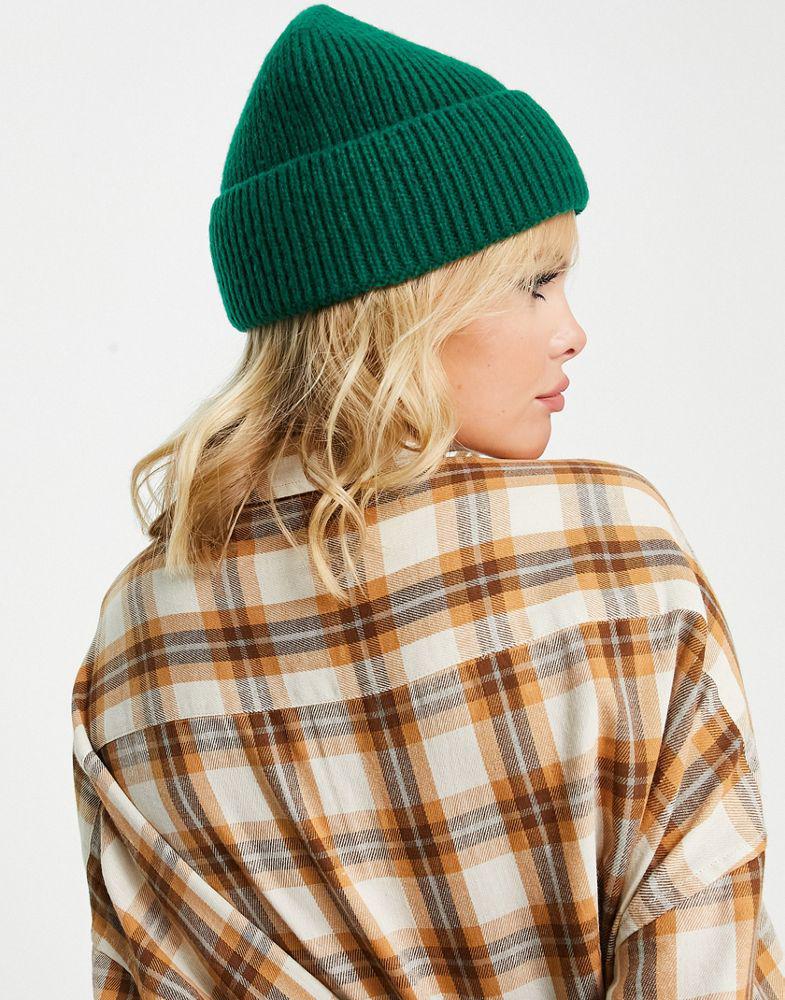 Topshop ribbed fisherman beanie in green商品第2张图片规格展示