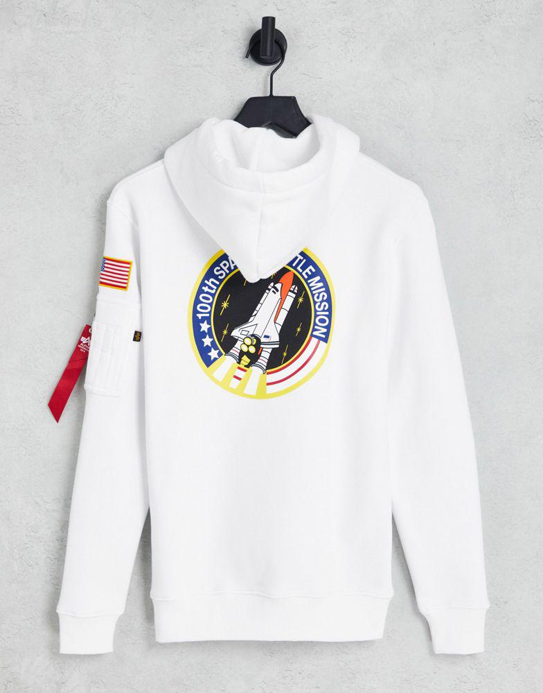 Alpha Industries NASA space shuttle back print hoodie in white商品第4张图片规格展示