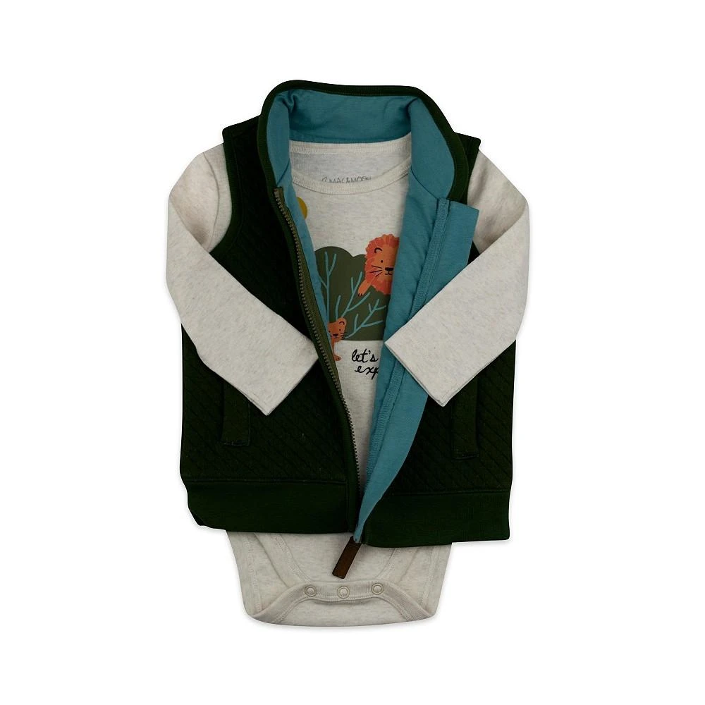 商品Mac & Moon|Baby Boys Cotton Bodysuit, Vest and Pants, 3 Piece Set,价格¥298,第5张图片详细描述
