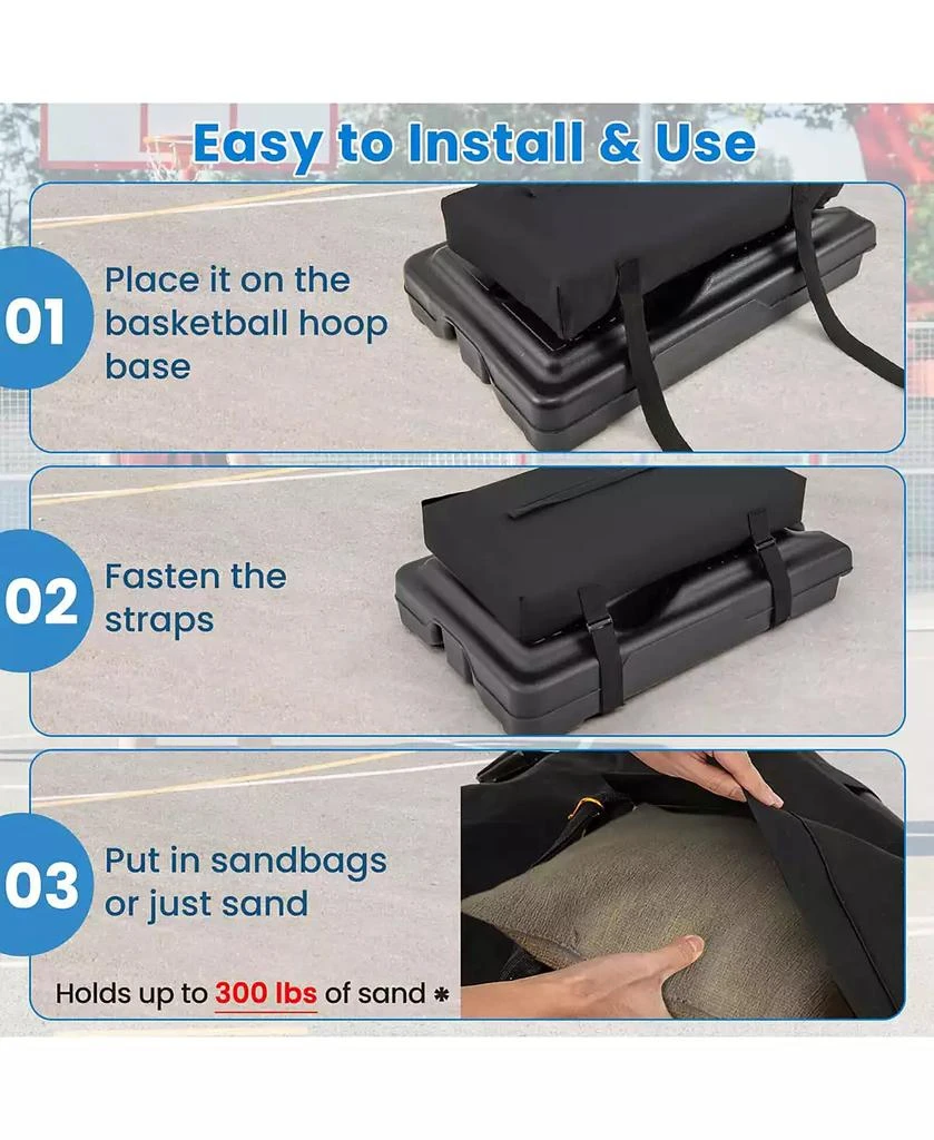 商品Costway|Portable Basketball Hoop Stand Adjustable Height with Shatterproof Sandbag Wheels,价格¥1265,第5张图片详细描述