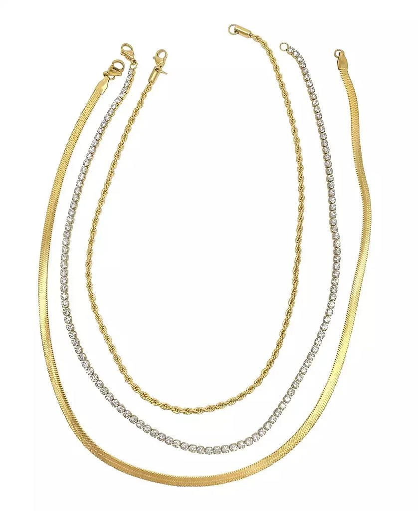 商品ADORNIA|Herringbone Chain, Rope Chain, and Tennis Necklace Set,价格¥132,第3张图片详细描述