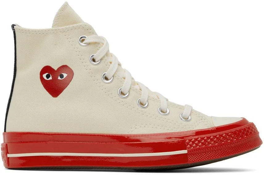 商品Comme des Garcons|Off-White & Red Converse Edition Chuck 70 High-Top Sneakers,价格¥1107,第1张图片