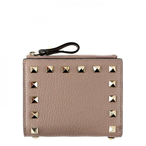 商品Valentino|VALENTINO 女士粉色拉链铆钉钱包 XW2P0W06-VSH-P45,价格¥2187,第1张图片