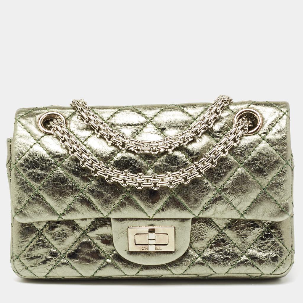 商品[二手商品] Chanel|Chanel Green Quilted Glossy Leather Mini Reissue 2.55 Flap Bag,价格¥21870,第1张图片