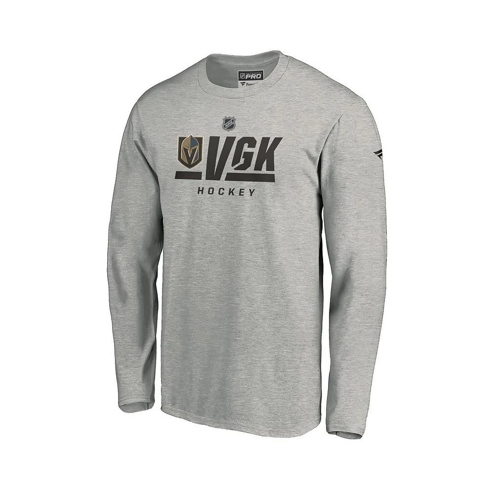 商品Fanatics|Men's Branded Heathered Gray Vegas Golden Knights Authentic Pro Secondary Logo Long Sleeve T-shirt,价格¥187,第3张图片详细描述