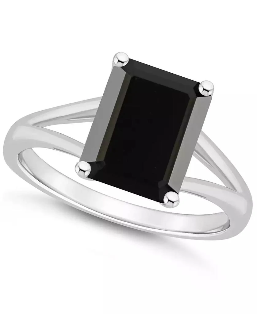 商品Macy's|Onyx Emerald-Cut Split Shank Polished Statement Ring in Sterling Silver,价格¥608,第1张图片