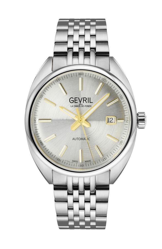 商品Gevril|Men's Five Points Silver Dial Stainless Steel Watch, 44.5 mm,价格¥4593,第1张图片