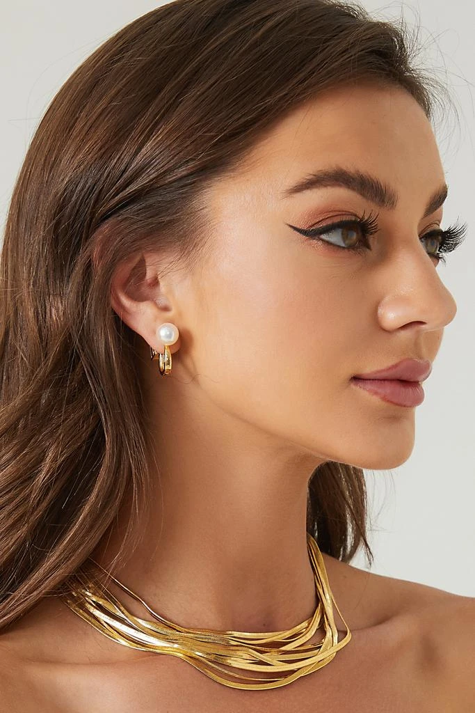 商品Classicharms|Gold Pearl Zirconia Multi-wear  Earrings,价格¥464,第3张图片详细描述