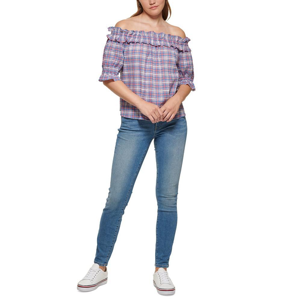 商品Tommy Hilfiger|Women's Plaid Off-The-Shoulder Top,价格¥92,第6张图片详细描述