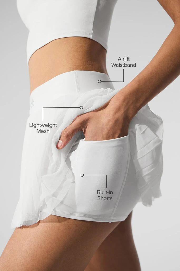 商品Alo|Mesh Baseline Tennis Skirt - White,价格¥822,第2张图片详细描述