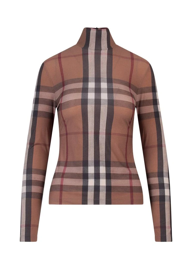 商品Burberry|Burberry Checked High-Neck Long-Sleeved Top,价格¥3473,第1张图片