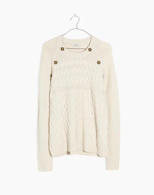 商品Madewell|Button-Detail Cableknit Pullover Sweater,价格¥634,第5张图片详细描述