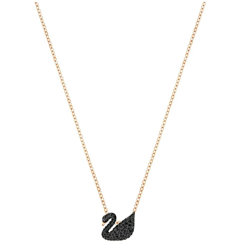 商品Swarovski|Swarovski Women's Pendant with Chain - Iconic Swan Black Rose Gold, Small | 5204133,价格¥548,第1张图片