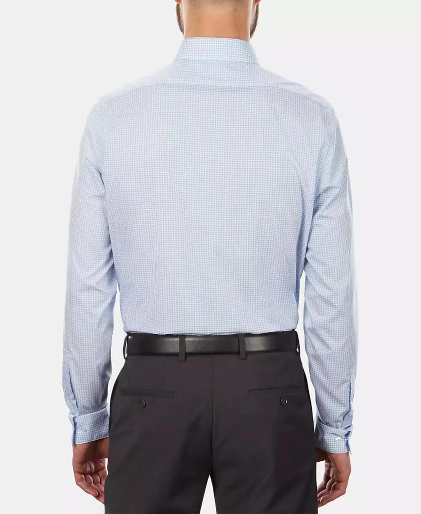 商品Calvin Klein|Men's Slim-Fit Non-Iron Performance Stretch Blue Check Dress Shirt,价格¥387,第3张图片详细描述