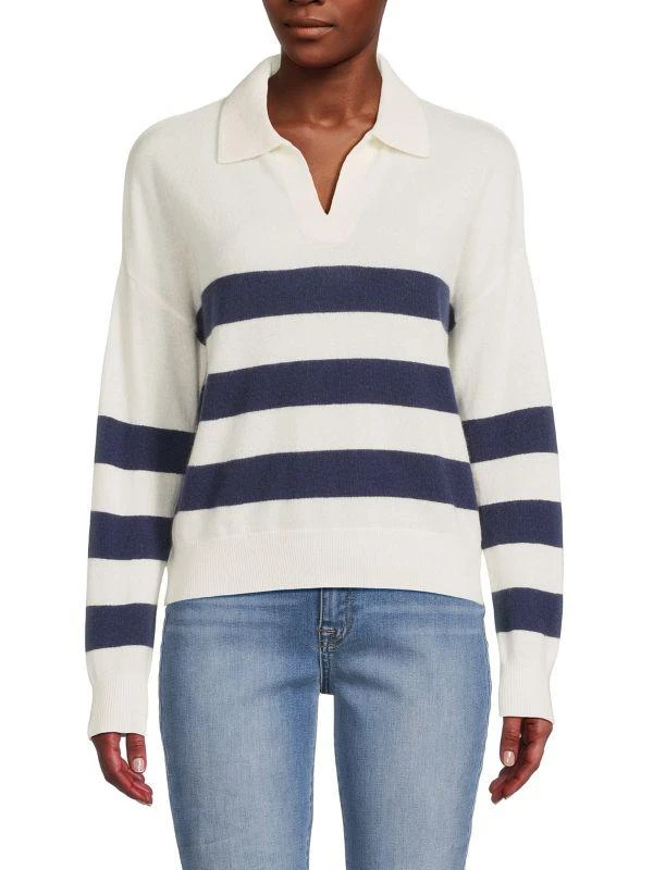 商品Saks Fifth Avenue|Johnny Collar Striped 100% Cashmere Polo,价格¥487,第1张图片