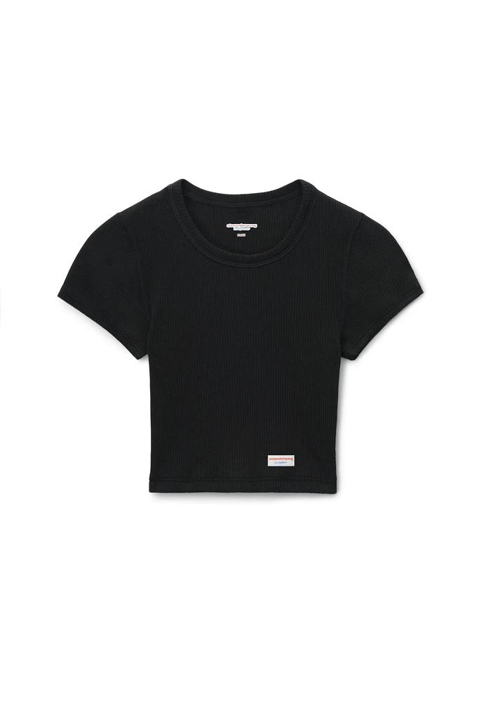 商品Alexander Wang|CROPPED SHORT SLEEVE TEE IN RIBBED JERSEY,价格¥303,第1张图片