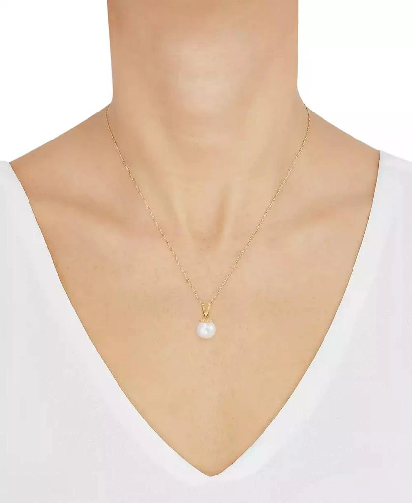 商品Macy's|Cultured Freshwater Pearl (6-3/4mm) 18" Pendant Necklace in 14k Gold,价格¥3725,第3张图片详细描述