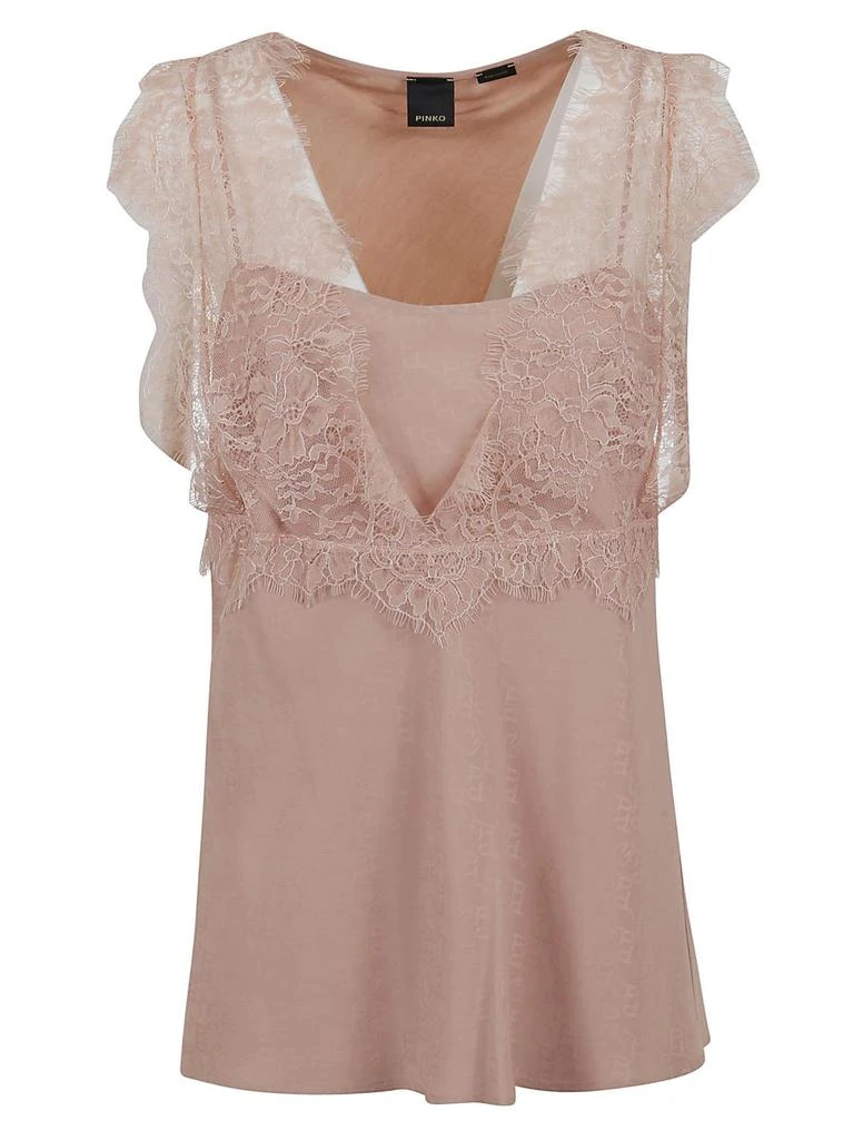 商品PINKO|Pinko Lace Trim Logo Jacquard Top,价格¥1383,第1张图片