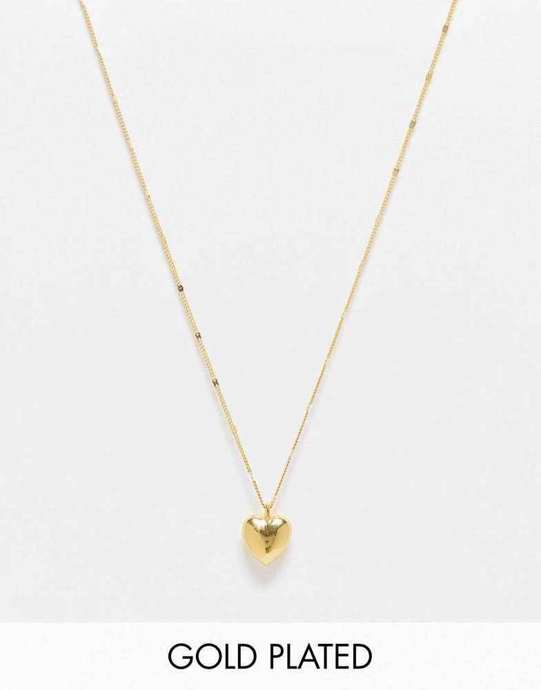 商品ASOS|ASOS DESIGN 14k gold plated necklace with puff heart pendant,价格¥106,第1张图片