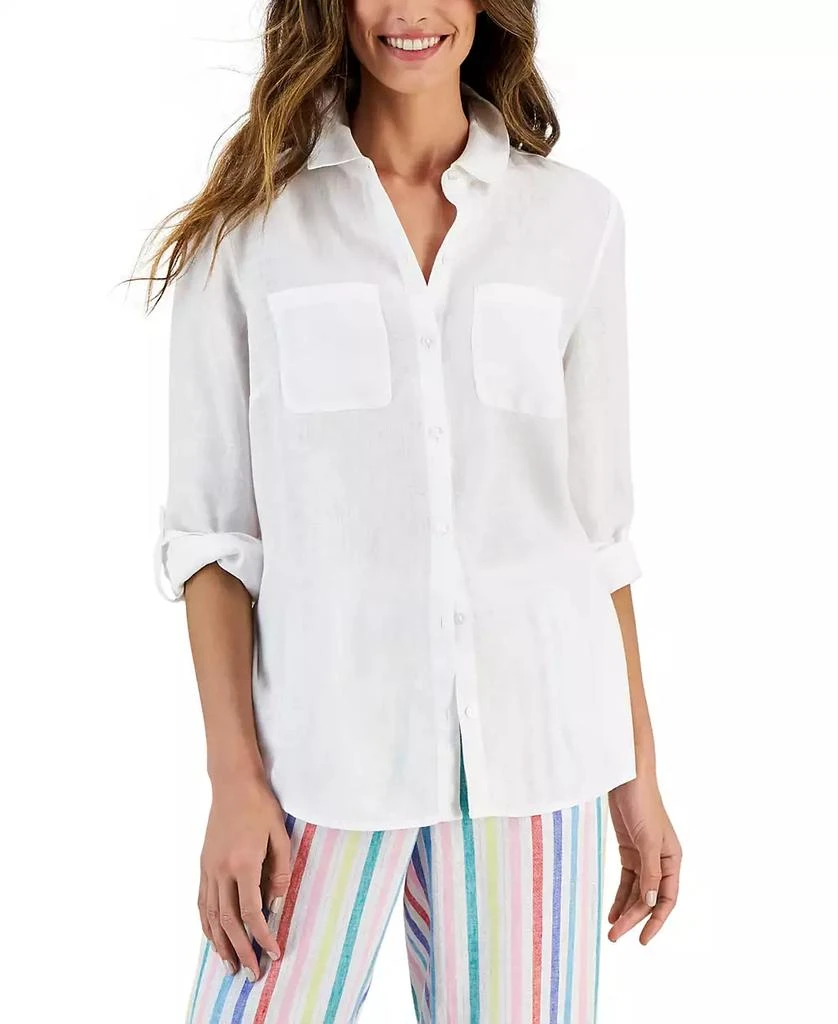 商品Charter Club|Women's 100% Linen Shirt, Created for Macy's,价格¥265,第1张图片