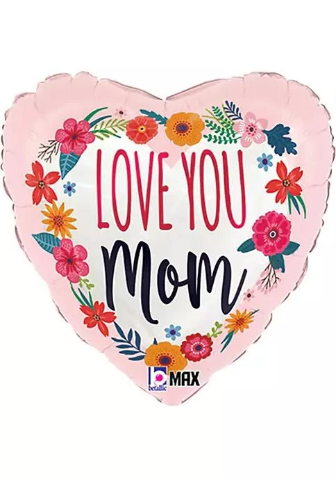 商品LOONBALLOON|Loonballoon Mothers Day Theme Balloon Set Standard Size Heart Shape Love You Mom Satin Blossoms Balloon And 12X Latex Balloons,价格¥150,第3张图片详细描述