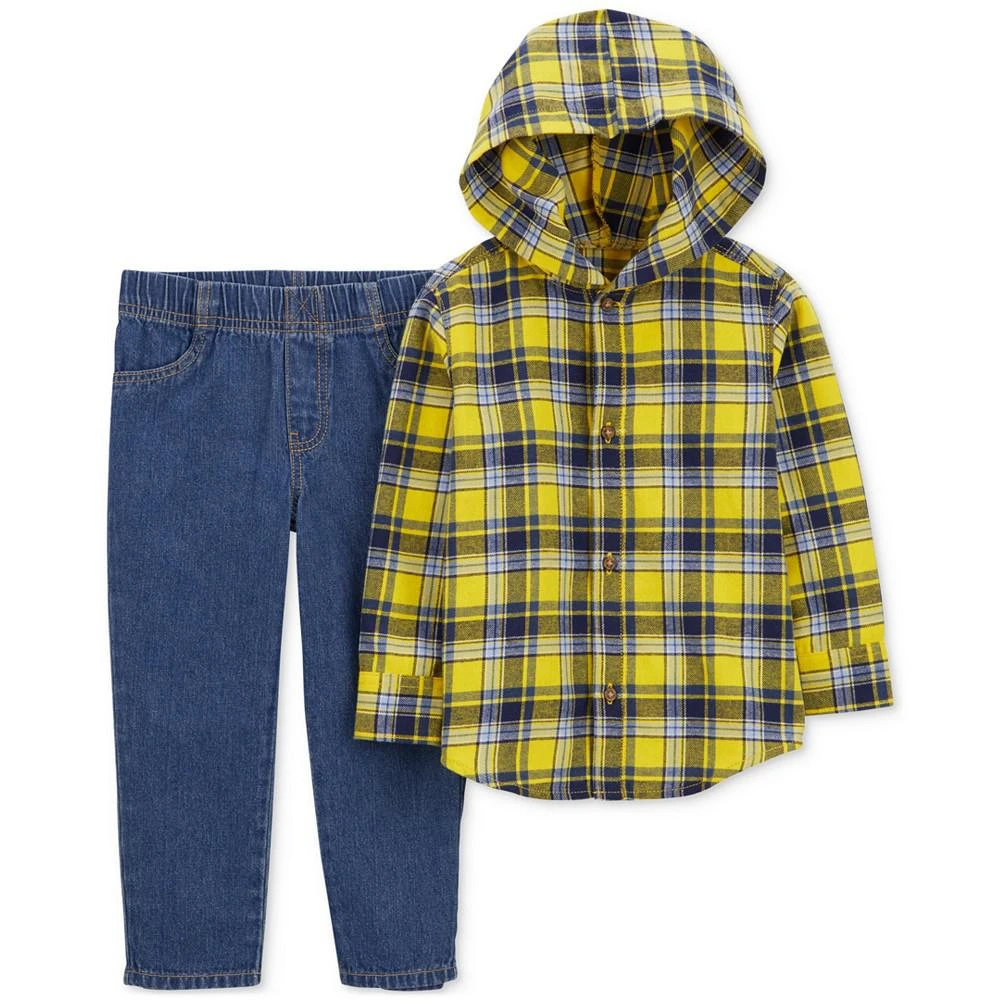 商品Carter's|Toddler Boys Cotton Plaid Button-Front Shirt and Twill Denim Pants, 2 Piece Set,价格¥249,第1张图片