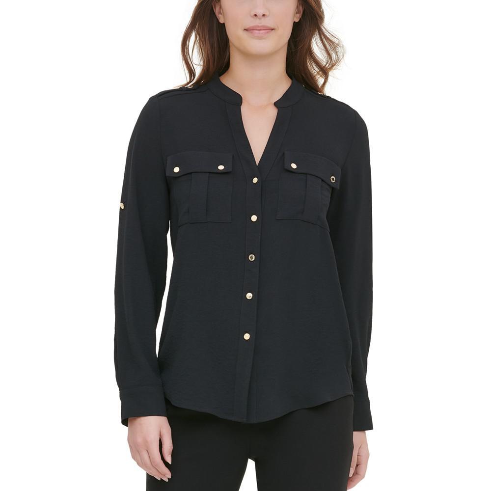 商品Calvin Klein|Textured Roll Tab Button Down Shirt,价格¥560,第1张图片