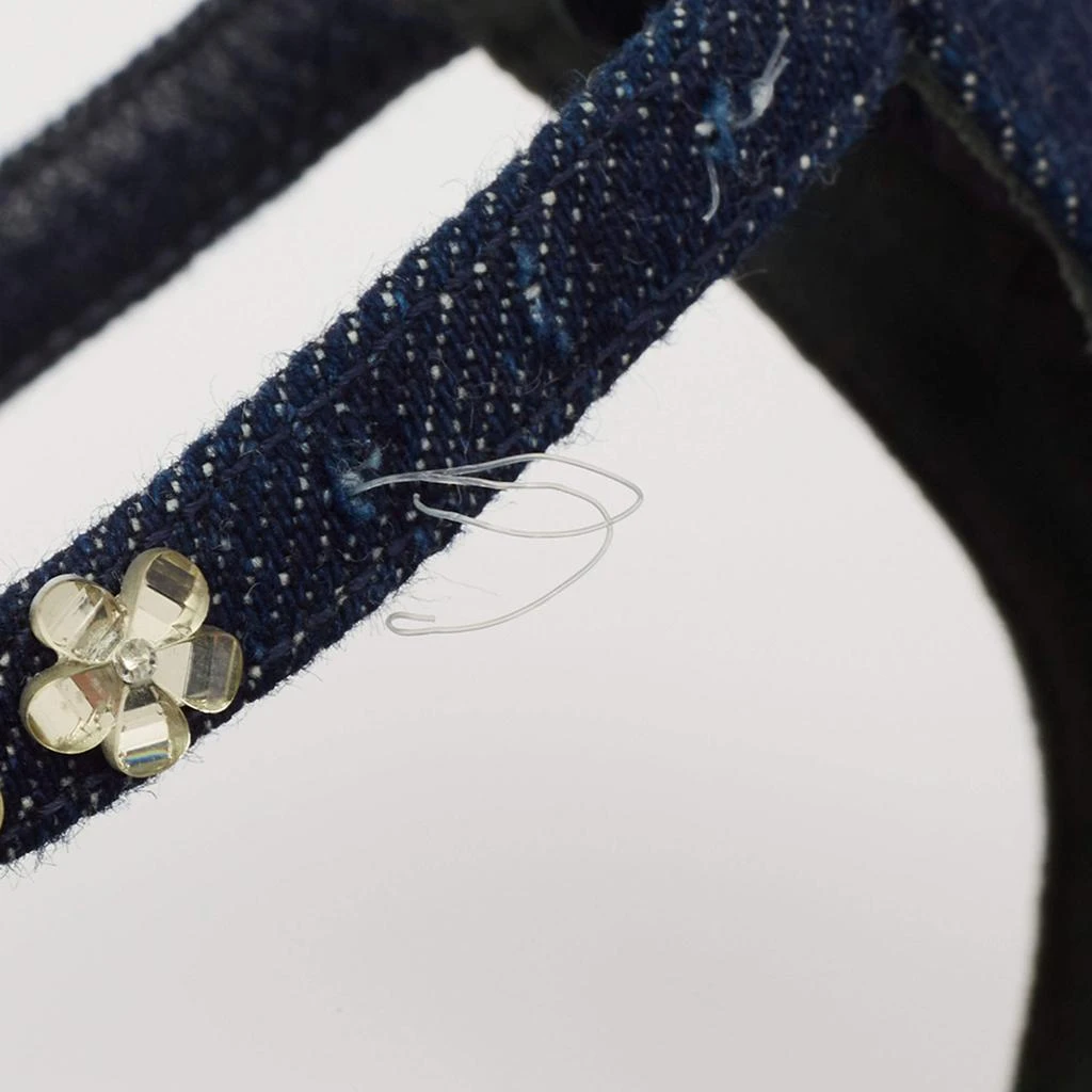 Dior Blue Denim Jewel Embellished Strappy Flat Sandals Size 38.5 商品