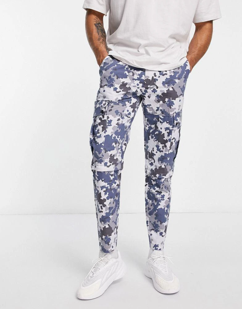 商品Topman|Topman tapered camo cargo trousers in grey,价格¥189,第1张图片